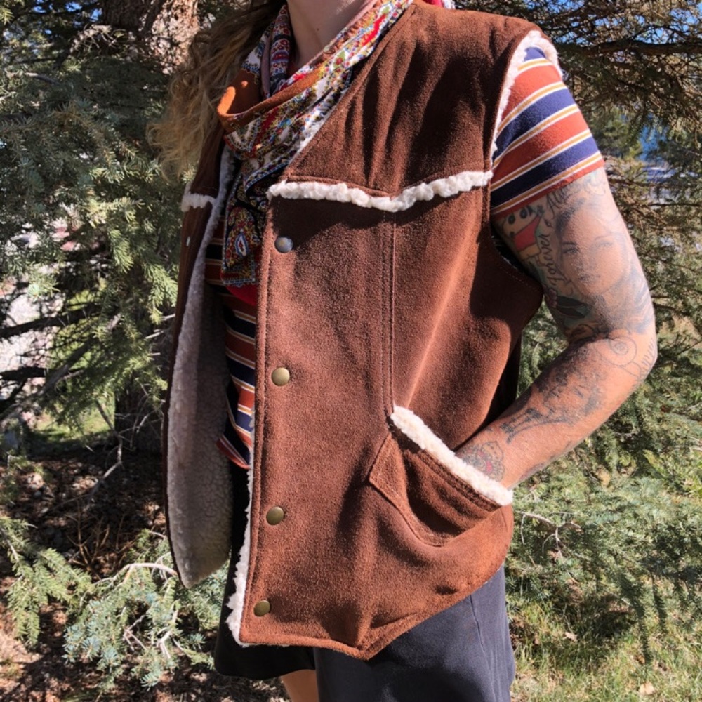 Sherpa leather vest